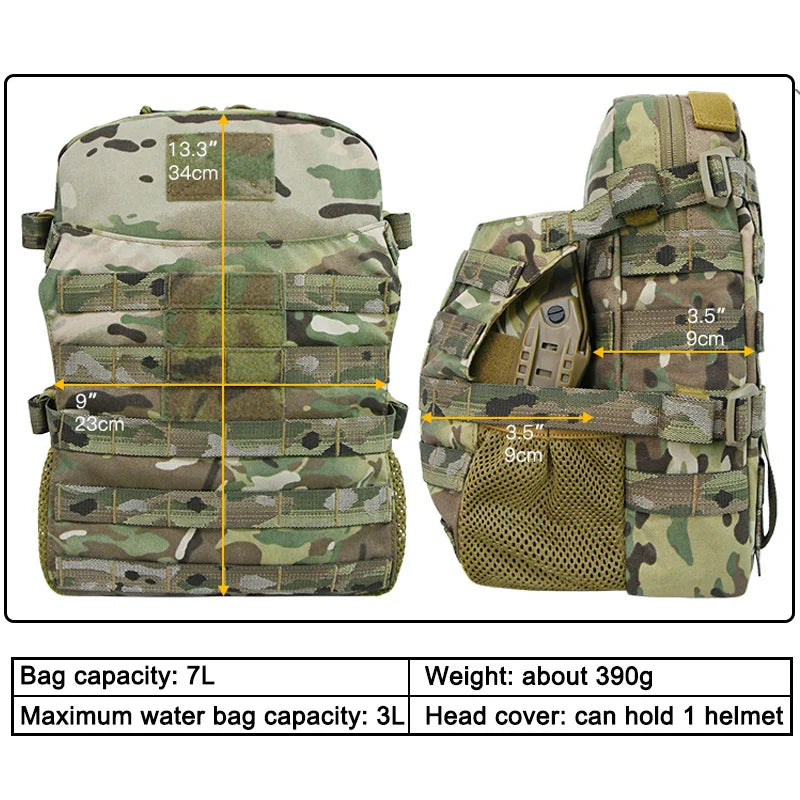 500D Nylon Tactical Vest Hydration Pack Molle Pouch Hunting Vest Plate Carrier Expansion Helmet Bag Outdoor Airsoft Equipment