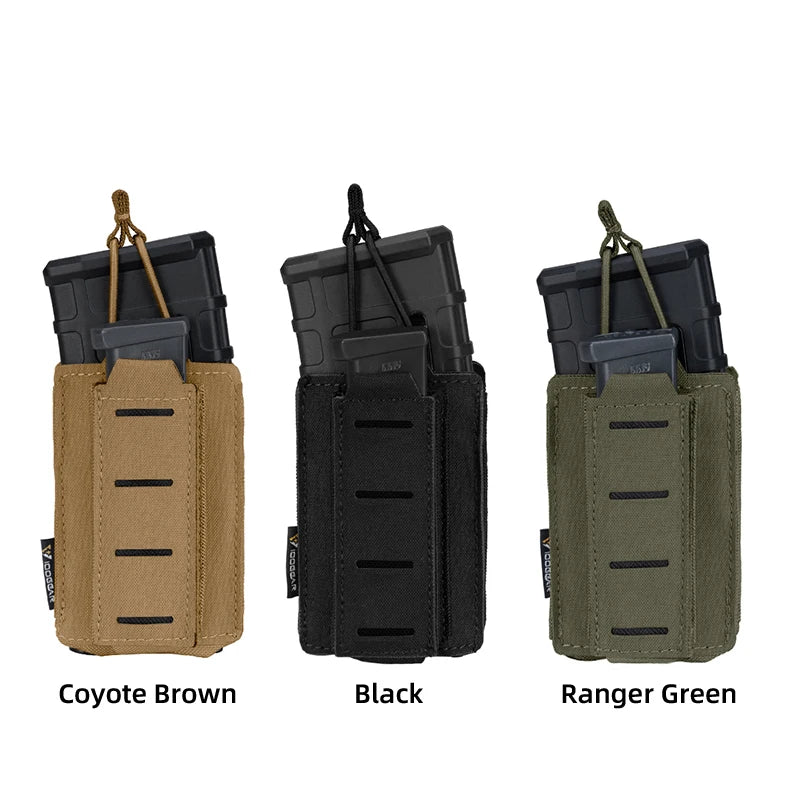 IDOGEAR Tactical LSR 9mm 556 Mag Pouch Double Mag Carrier Single MOLLE Pouch Laser Cut Open Top 3569