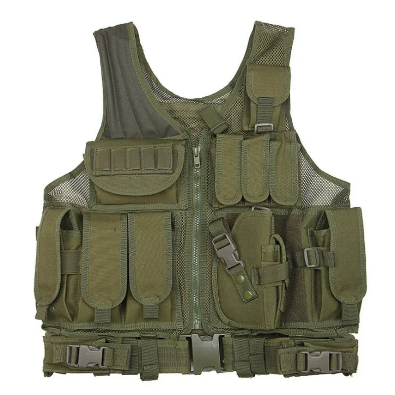 Tactical Breathable Vest SWAT Protective Police Armor Vests  Airsoft Paintball Combat Mens Adjustable Outdoor CS Training Jacket