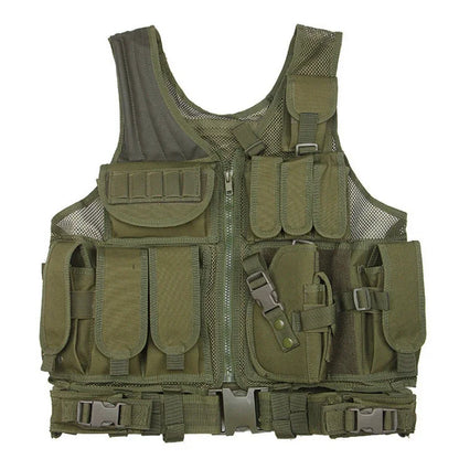Tactical Breathable Vest SWAT Protective Police Armor Vests  Airsoft Paintball Combat Mens Adjustable Outdoor CS Training Jacket