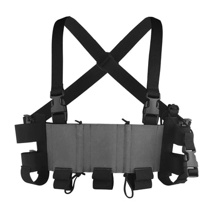 POSEIDON DEFENSE WG Minimalistic Multi-Mission Chest Rig Kit With 5.56 SMG 9MM Triple Magazine Pouch Genade Radio Holster