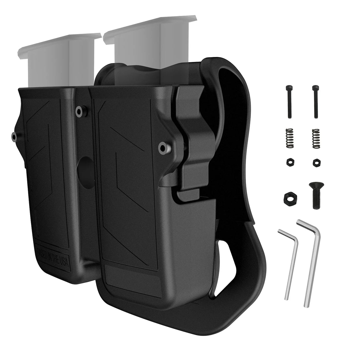 2025 Universal Double Mag Holder for 9mm 10mm .40 .45 Double Stack Mag Pistol Magazine Holster Pouch Hand Gun Mag Carrier