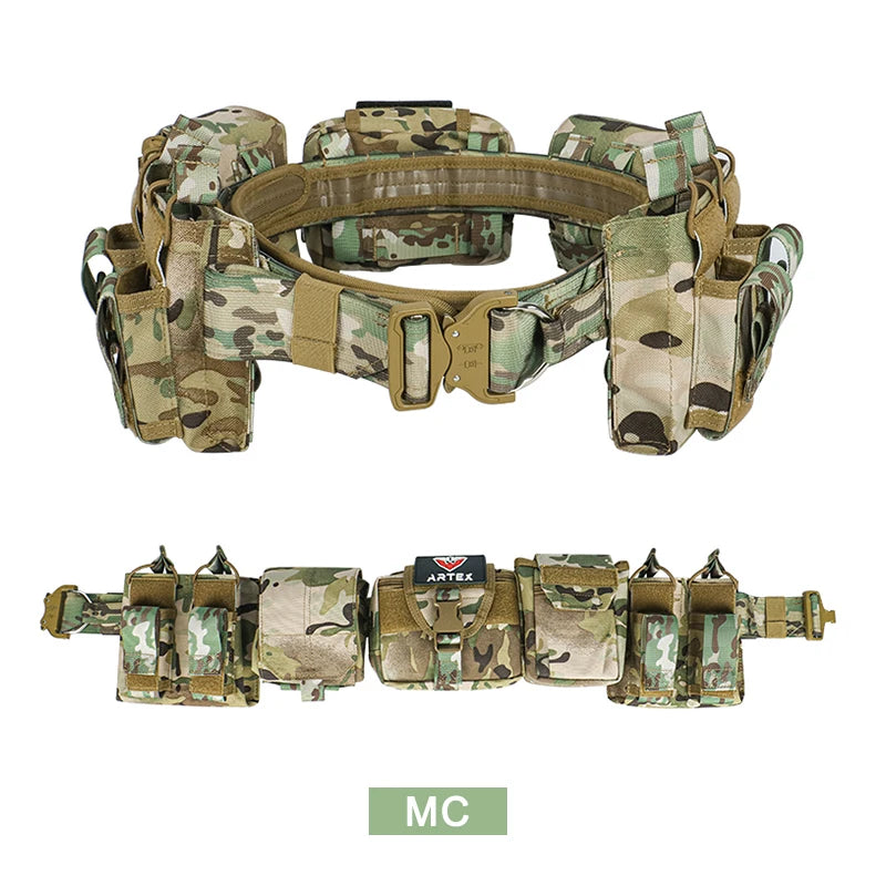 ARTEX Tactical Battle Belt 7 in 1 Airsoft Utility, Tactical Waist Belt 1000D Nylon Tactical Duty Belt with Mag Pouch Bag