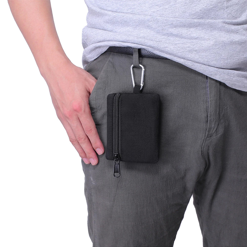 Mini EDC Tool Pouch Keychain Zipper Holder Earphone Key Wallet Coin Purses Utility Outdoor Hiking Hunting Accessories Waist Bag