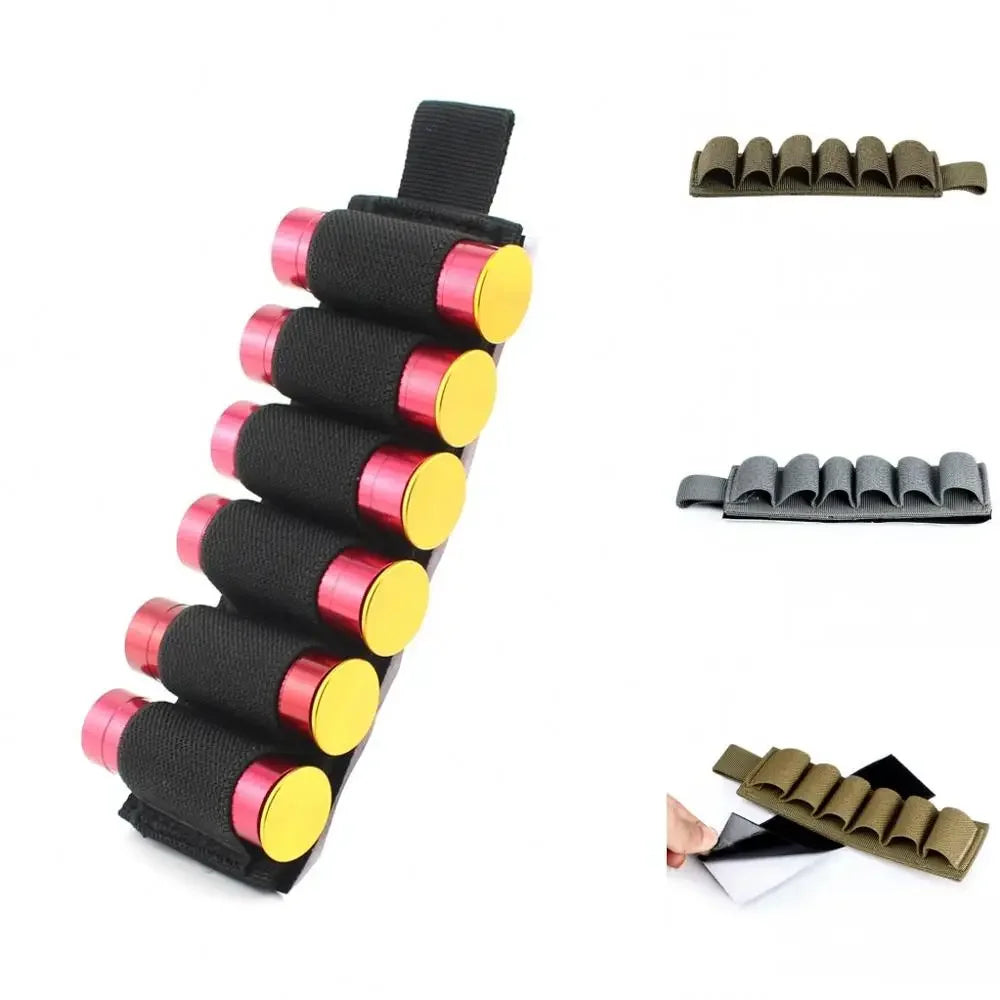 6 Round Shotgun Buttstock Shell Holder 12GA Gun Ammo Pouch Rifle Stock Shotshell Bullet Case Hunting Accessories Bag