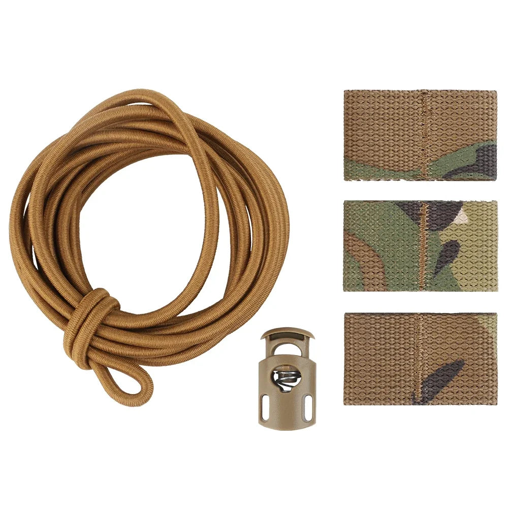 1set Tactical Flag Bungee Elastic Clips Strap Shock Cord Retention Molle Webbing Loop Cord Lock Secure Attachment Hunting Gear