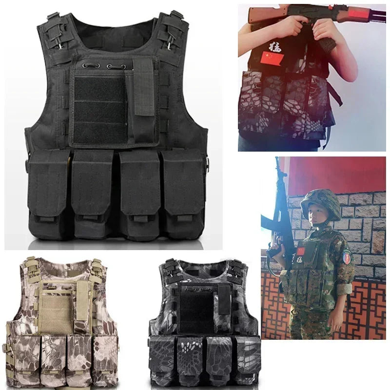 Children's Combat Camouflage Vest, Kids Airsoft Vests, Outdoor Paintball, Tactical Waistcoat Boys, Girl, Sniper Uniform