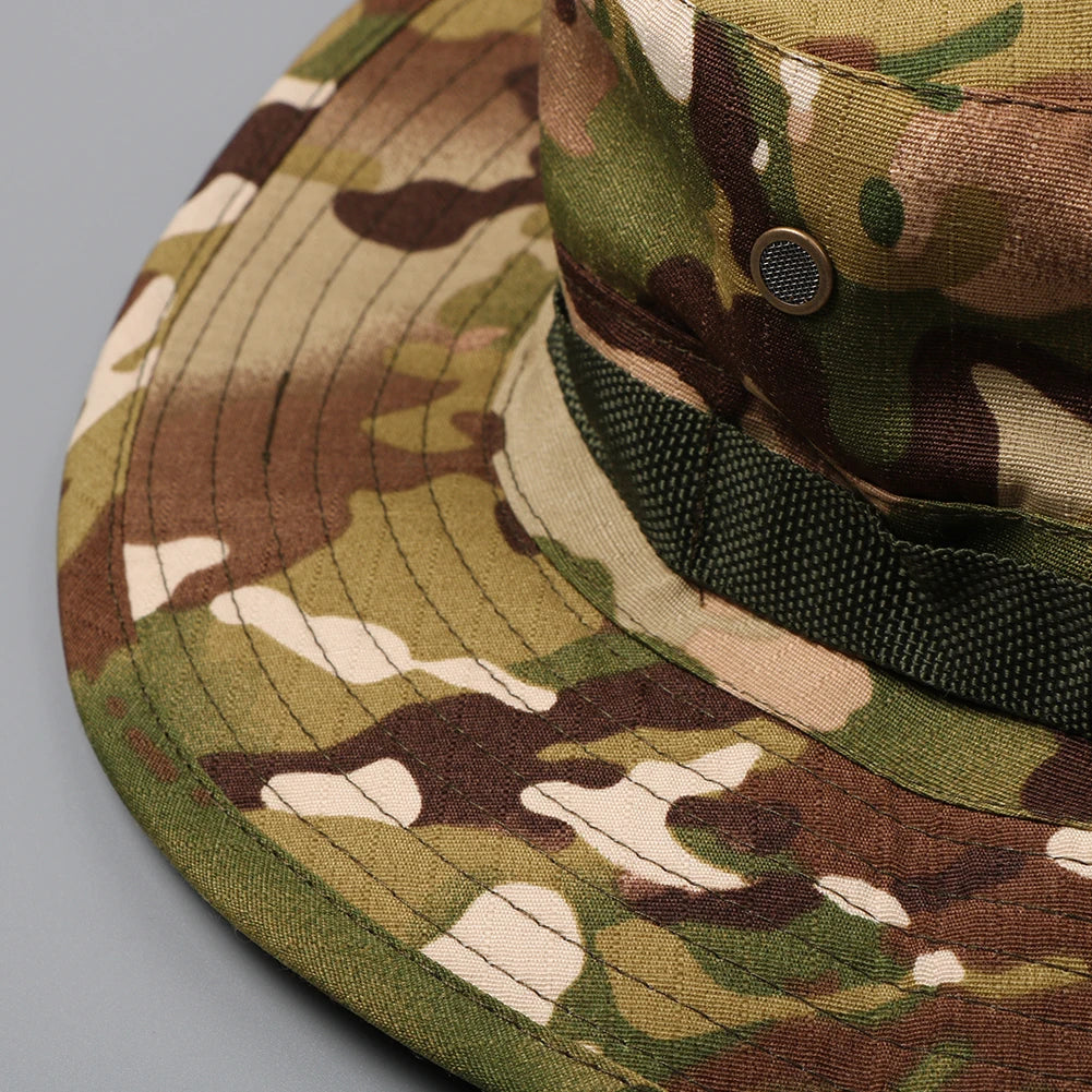 59CM Camouflage Tactical Cap Boonie Hat Caps Men Outdoor Sports Sun Bucket Cap Fishing Hiking Hunting Hats