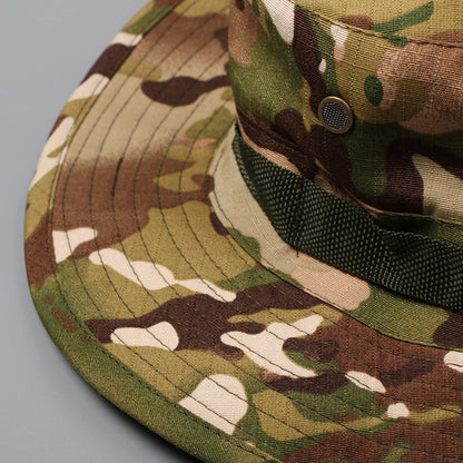59CM Camouflage Tactical Cap Boonie Hat Caps Men Outdoor Sports Sun Bucket Cap Fishing Hiking Hunting Hats