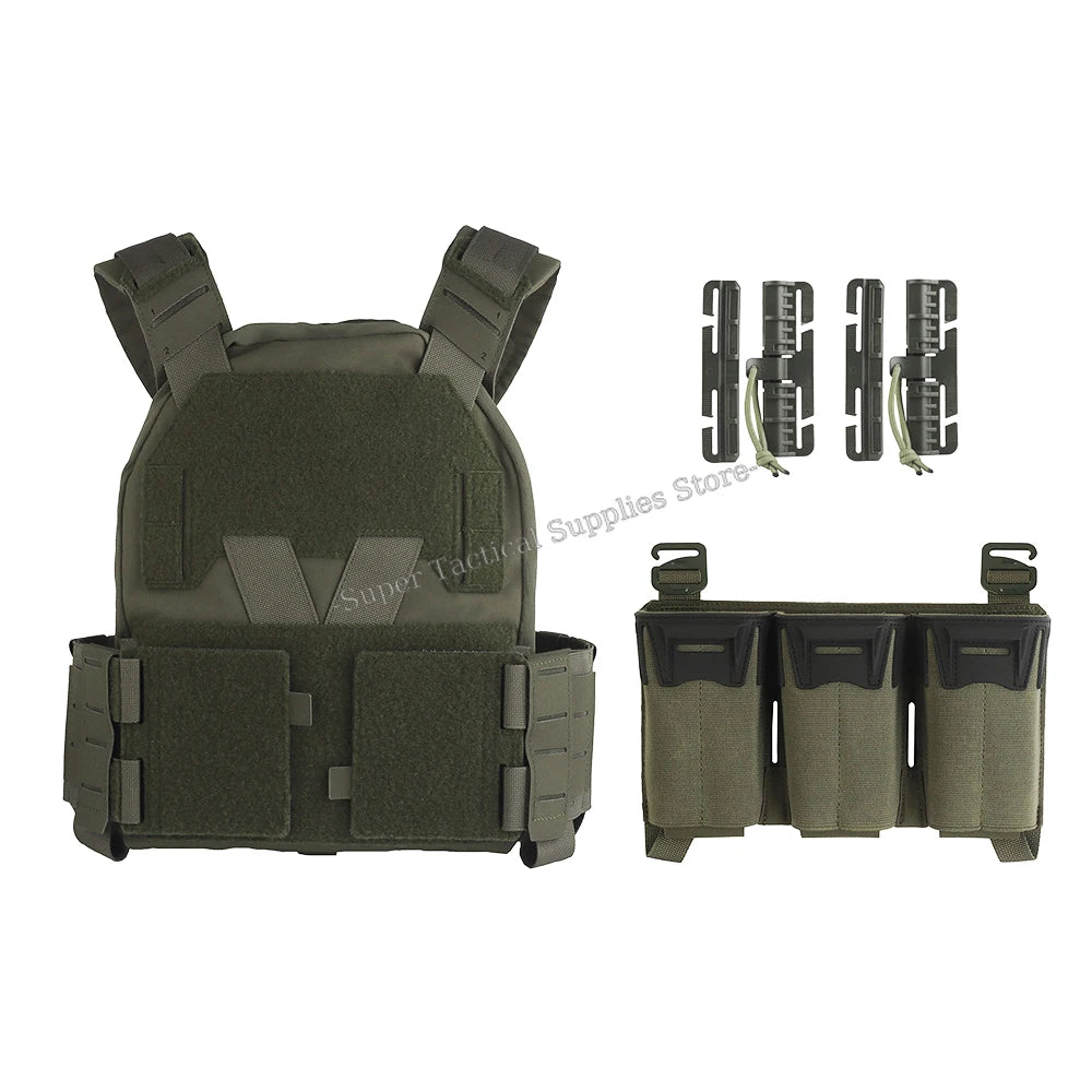 Sub-Zero Plate Carrier Portable Gear Molle Airsoft Quick Release Low-Visibility KZ Tactical Vest with 556 Triple Magazine Pouch