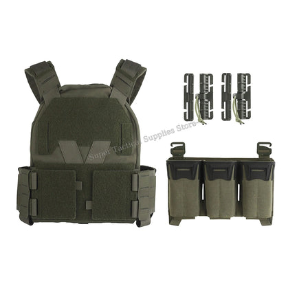 Sub-Zero Plate Carrier Portable Gear Molle Airsoft Quick Release Low-Visibility KZ Tactical Vest with 556 Triple Magazine Pouch