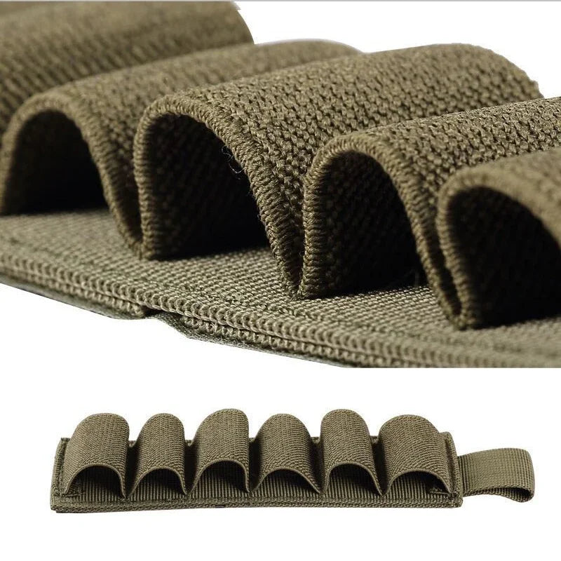 Tactical Hunting 6 Rounds Shell Holder Shotshell Insert Card Strip Hook Loop Adhesive Back For 12 Gauge