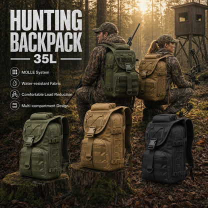 35L Hunting Rucksack for Men with MOLLE External System & Top Latch Closure, Durable Outdoor Backpack for Deer Elk Archery Survival Gear Storage