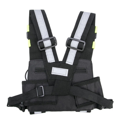 Yellow Reflective Tactical Harness Front Pack Vest Chest Bag Pouch For Walkie Talkie Radio