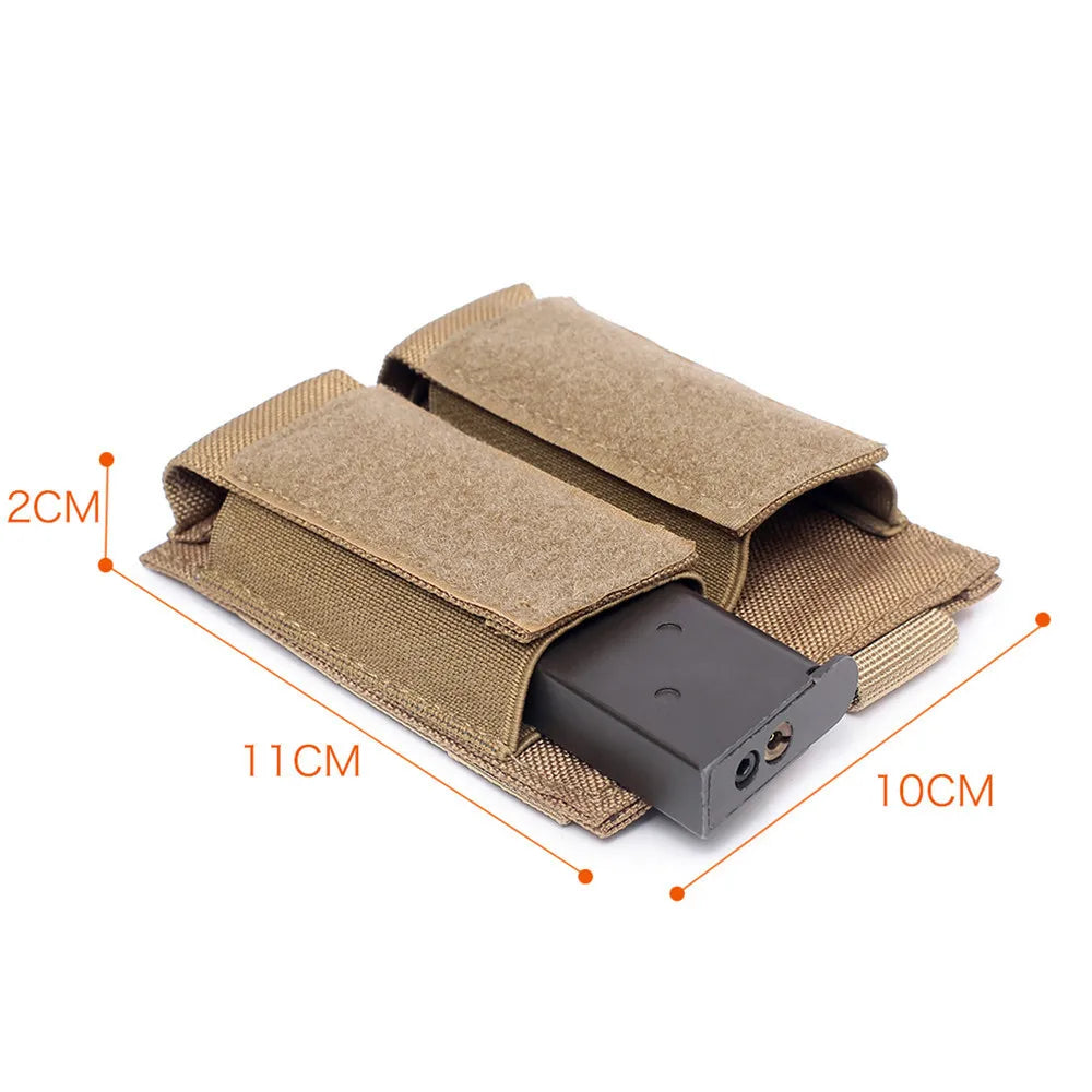 9mm Magazine Pouch Pistol Magazine Bag Tactical Fast Draw Pistol MOLLE Double Mag Pouch EDC Tool Kit Hunting Accessory