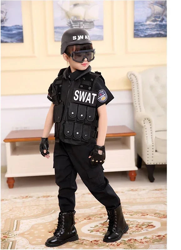 2026 Halloween Hunting Military Tactical Army Vest Kids Airsoft Gear Combat Armor Uniform Boy Girl Swat Police Outdoor