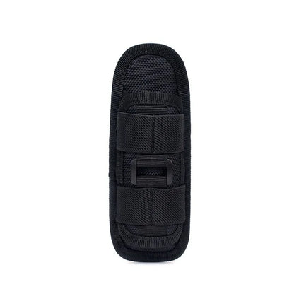 Tactical Flashlight Pouch Holster with Rotatable Holder And Belt Clip - 360 Degree Carabiner Reel Clip for Tactical Torch Carry