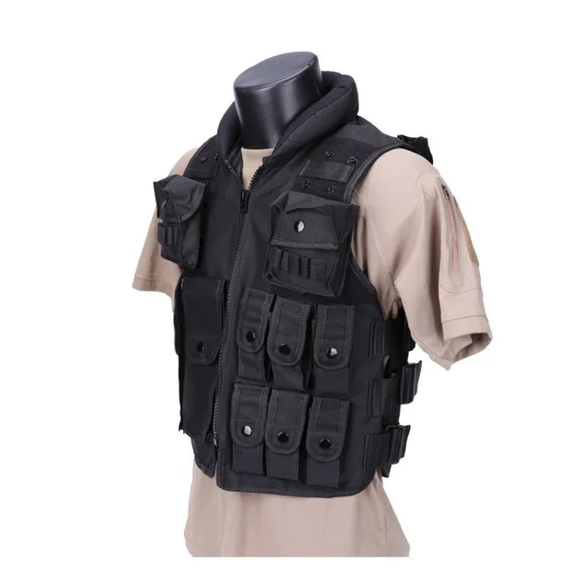 Tactical Molle Adult Kids Vest POLICE Military Law Enforcement SWAT Vests Combat Armor Men's Jacket CS Equipment-Black Uniform