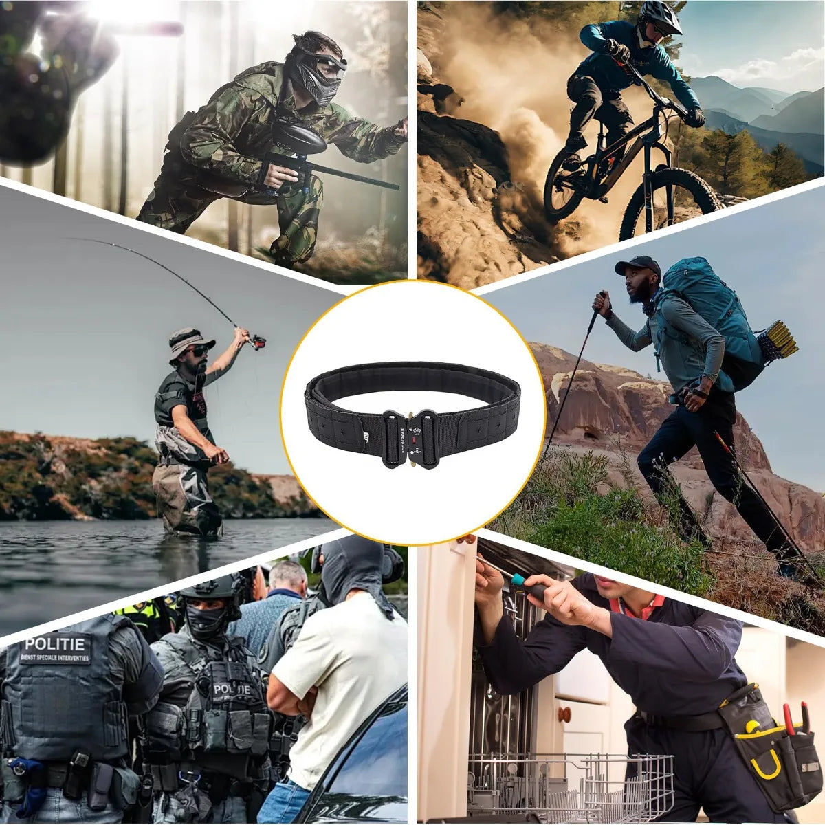 Military Tactical Belt Quick Release Metal Buckle Nylon Combat Waist Belt Multicam Camouflage Outdoor Hunting Airsoft Training