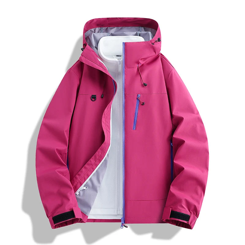 CHRLCK Men Women Hiking 3-in-1 Jackets Waterproof New Windproof Windbreaker Camping Climbing Trekking Outdoor Jacket Unisex