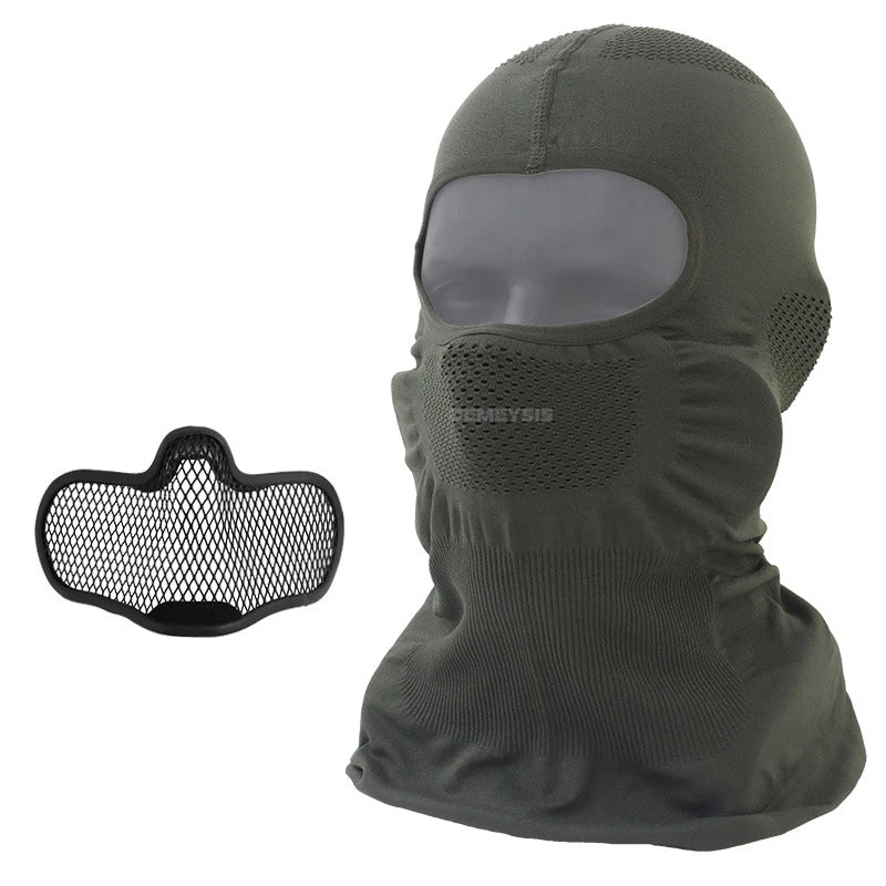 Airsoft Mask Breathable Tactical Steel Mesh Balaclava Headgear Full Face Masks Headgear Hunting Paintball CS Airsoft Gear