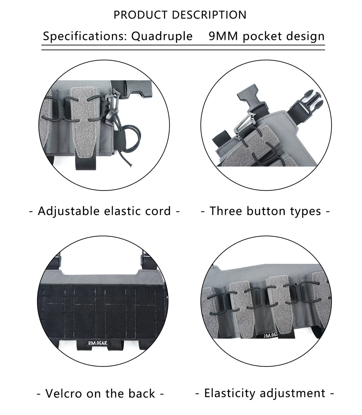 DMGear 9MM Hunting Fan Outdoor Quadruple Multi-function Kit SQB Personality End Camouflage Tactical Chest Hanging