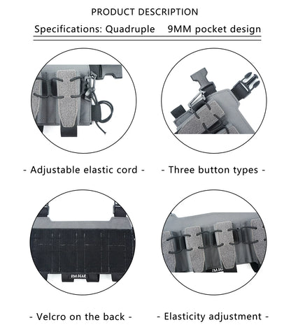 DMGear 9MM Hunting Fan Outdoor Quadruple Multi-function Kit SQB Personality End Camouflage Tactical Chest Hanging