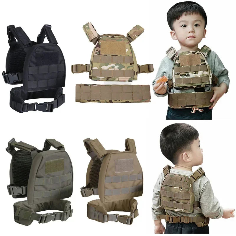 Tactical Kids Chest Rig Vest  Airsoft Hunting  Molle Plate Carrier Vest Camouflage Combat Gear Vests for Children