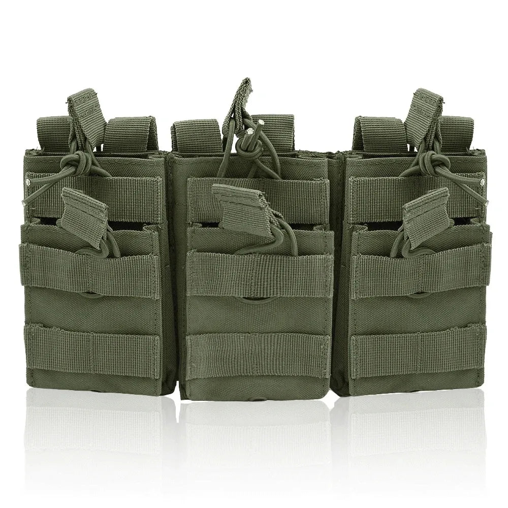 Universal Triple Magazine Pouch - Double-Layer Molle Compatible Ammo Holder for M4/M16, M14, AK, AR Platforms