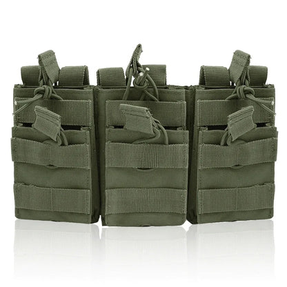 Universal Triple Magazine Pouch - Double-Layer Molle Compatible Ammo Holder for M4/M16, M14, AK, AR Platforms