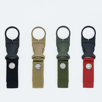 2Pcs Tactical Nylon Water Bottle Holder Multifunctional Carabiner Portable Bottle Clip Outdoor Camping Accessory