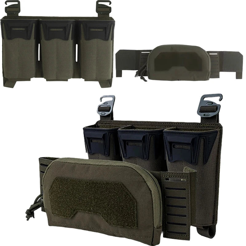 Tactical K-Zero Plate Carrier MOLLE Front Storage BagMulti-Caliber 556 9MM Triple Mag Pouch And Outer Layer Admin Pouch