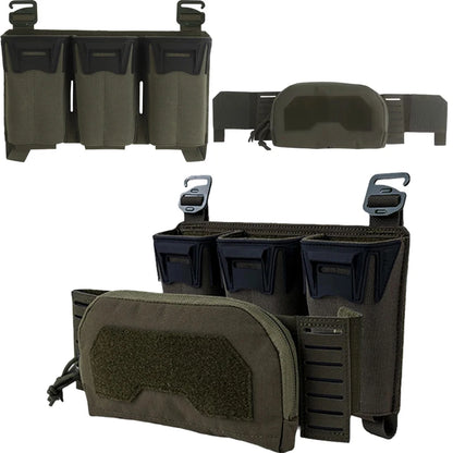 Tactical K-Zero Plate Carrier MOLLE Front Storage BagMulti-Caliber 556 9MM Triple Mag Pouch And Outer Layer Admin Pouch