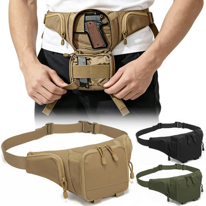 Tactical Pistol Gun Storage Bag Waist Fanny Pack Concealed Carry Anti-Theft Hidden Gun Holster Bag EDC Tool Pouch for Hunting