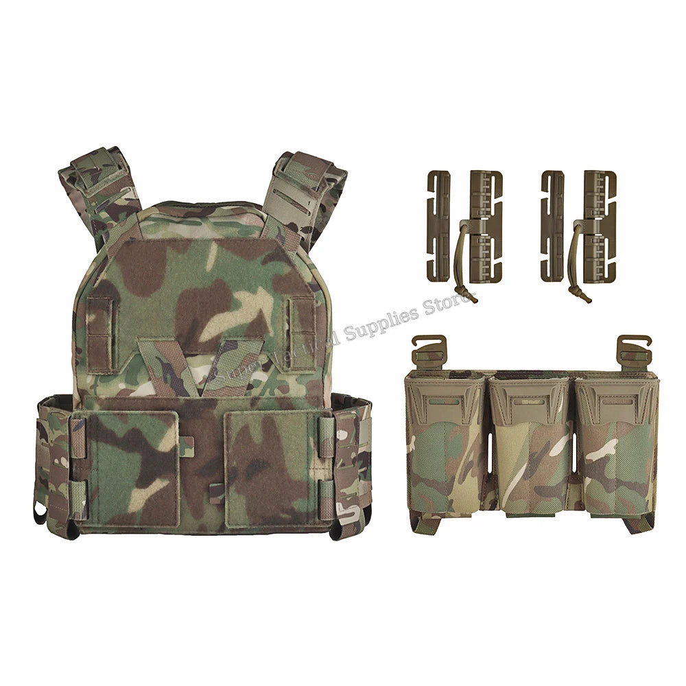 Sub-Zero Plate Carrier Portable Gear Molle Airsoft Quick Release Low-Visibility KZ Tactical Vest with 556 Triple Magazine Pouch