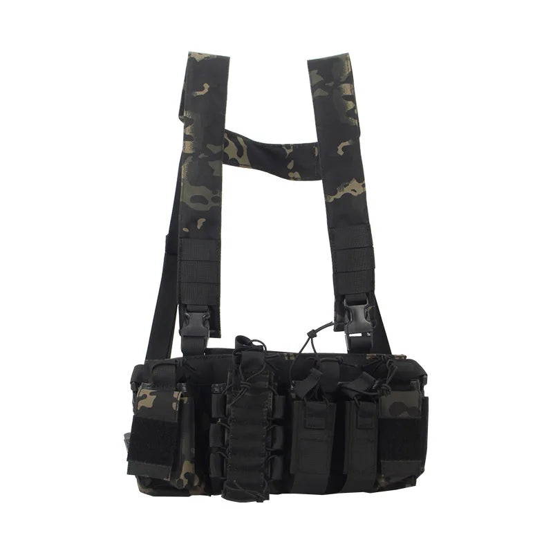 Radio Harness Front Pouch Tactical Chest Vest Holster Molle Vest Rig Bag Airsoft Hunting Radio Waist Pouch Adjustable