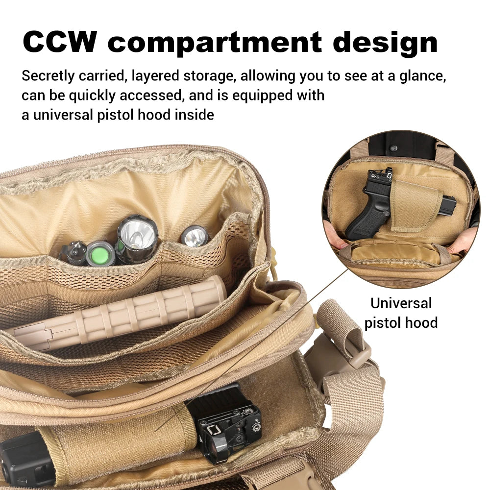 Tactical Chest Pack with Gun Holster EDC Chest Bag Utility Molle Chest Rig Pouch with Compartment Adjustable Strap Outdoor Bag