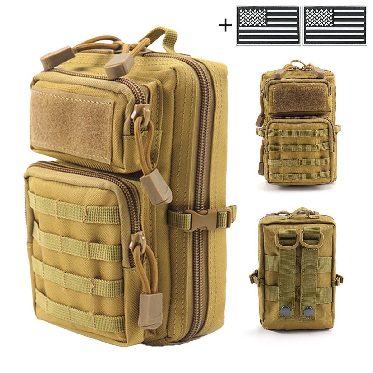 MOLLE accessory waist bag, suitable for crossbody and handheld storage, equipped with buckle straps and layered design