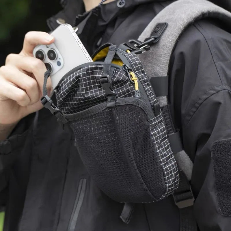 Tactical Backpack Shoulder Strap Pouch Ultra-Light Waterproof Molle Phone Bag Water Bottle Holder Pocket Outdoor Hiking Gear