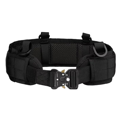 Men's Tactical Padded Belt Adjustable Waist Belt with Pocket for Outdoor Work Combat CS Hunting Paintball