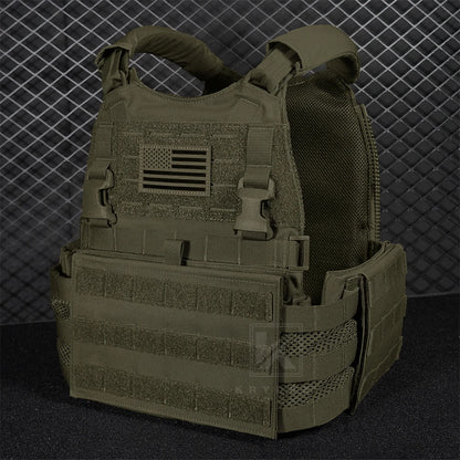 KRYDEX Tactical Modular Men's Vest MOLLE Heavy Duty SCARAB Plate Carrier Vest With Side Pouch For Airsoft Paintball Hunting