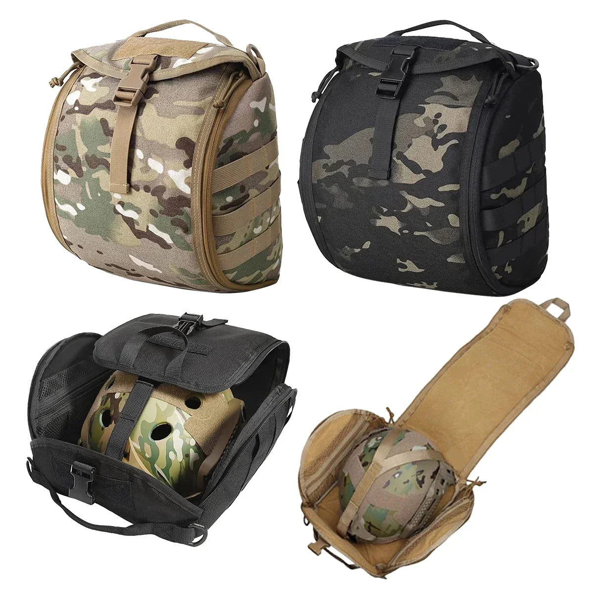 Tactical Helmet Bag Pack Multi-Purpose Molle Storage Carrying Pouch for Sports Hunting Shooting Combat Helmets