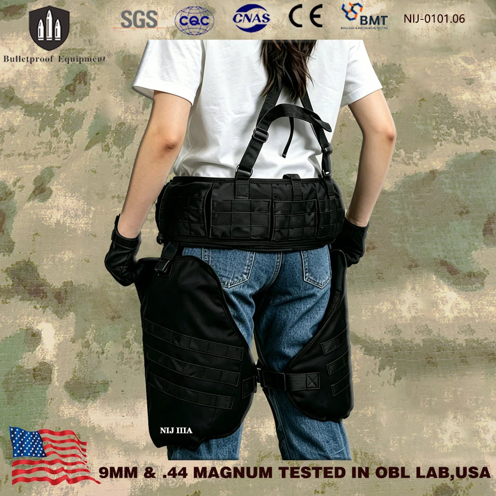 Level IIIA Soft Core Self-Defense Tactical Leg Guards Protection Quick-Release XL Size Thigh Guard