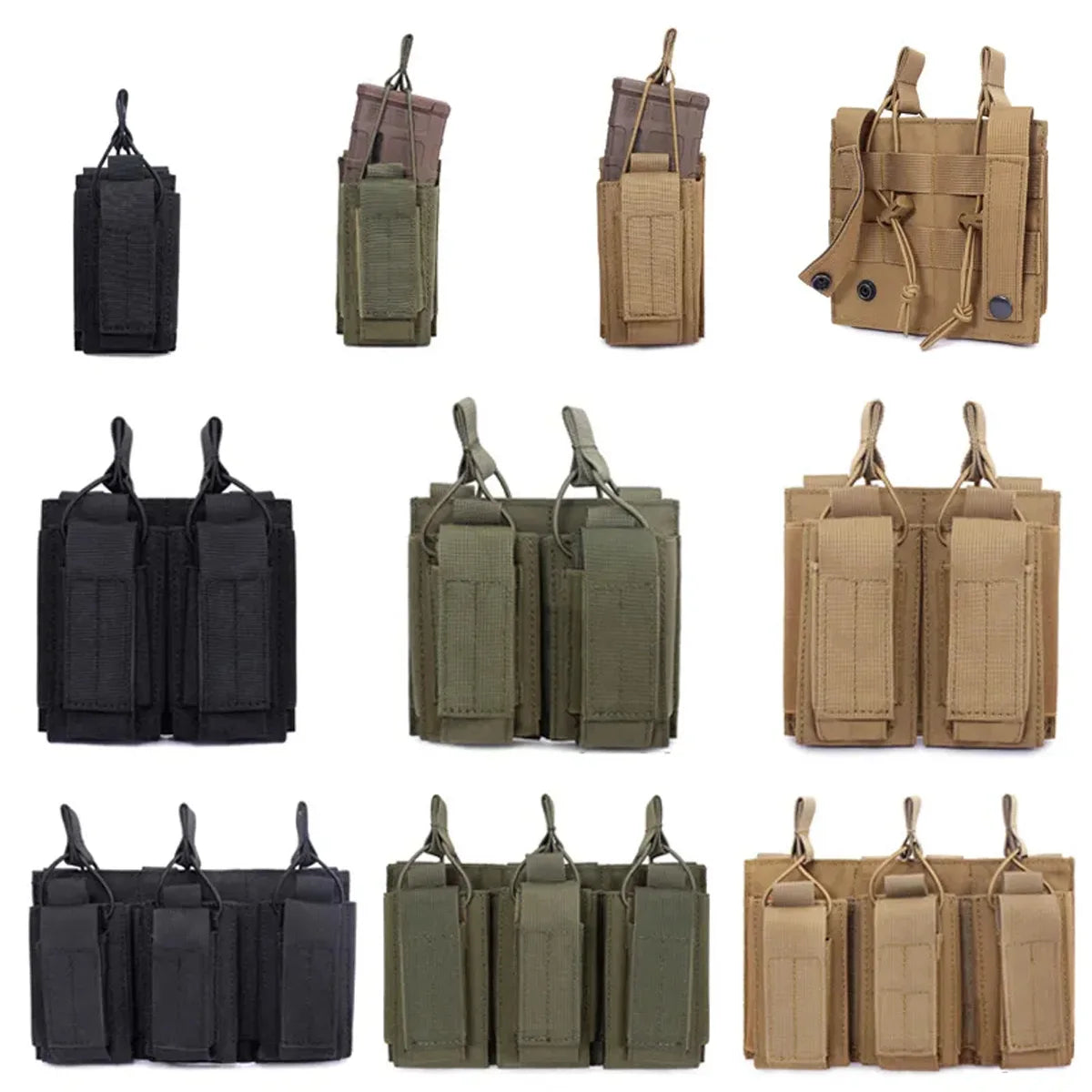 Molle Magazine Pouch Holder Open Top Single Double Triple Rifle Pistol Mag Carrier for M4 M16 AK AR M1911 9mm