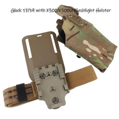 6354DO Tactical Pistol Holster for Glock 17/19 with X300/X300U Flashlight Airsoft -832 ALS Quick Release Leggings Holster