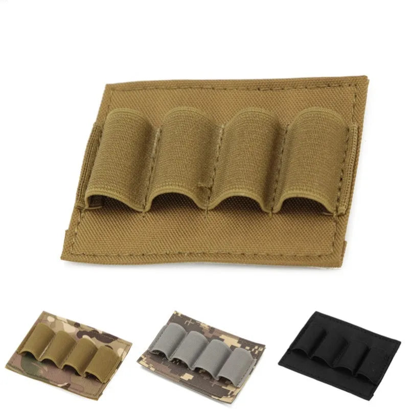 Tactical Nylon Ammo Carrier 12/20Ga Shotgun Shell 4 Round Molle Magazine Pouch Panel with Flashlight & Pen Organizer Outdoor Gea