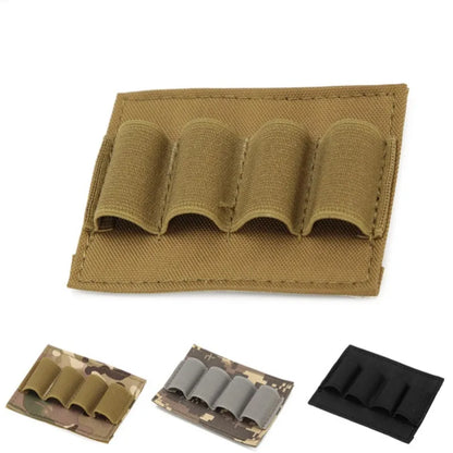 Tactical Nylon Ammo Carrier 12/20Ga Shotgun Shell 4 Round Molle Magazine Pouch Panel with Flashlight & Pen Organizer Outdoor Gea