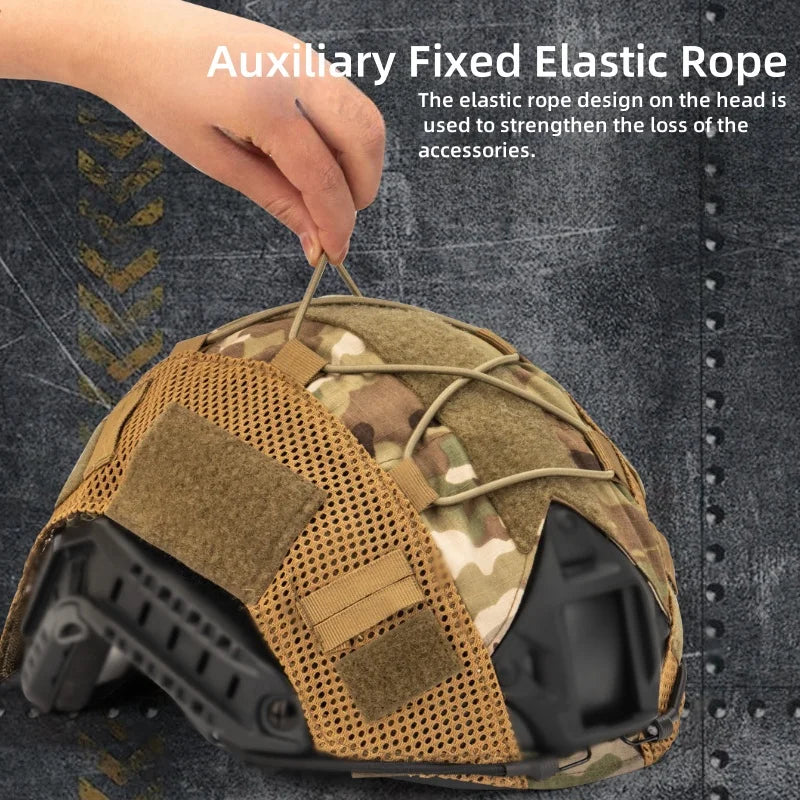 FAST Helmet Cover Multi-Cam Tactical Helmet Mesh with Elastic Cord for Fast MH PJ BJ Helmets Airsoft Paintball Hunting Shooting