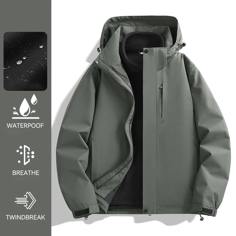 CHRLCK Unisex Hiking 3IN1 Jacket Waterproof Camping Trekking Fishing Oilproof Jackets Outdoor Sport Windbreaker Autumn Winter