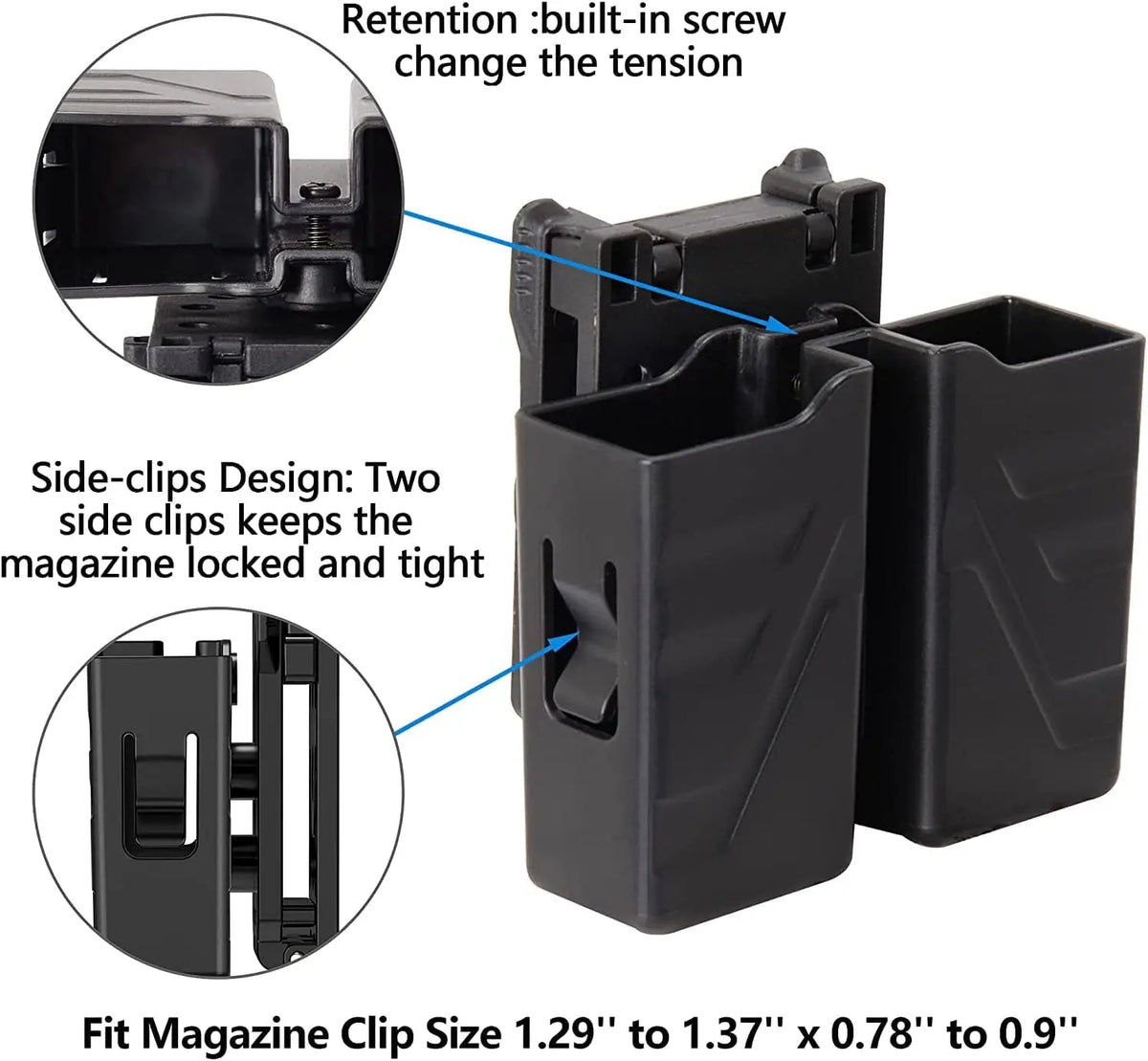 Double Magazine Holder Universal 9mm .40 Mag Holster for Glock 17 Ar Magazine Single Mag Bag Paddle Airsoft Mag Pouch Holster